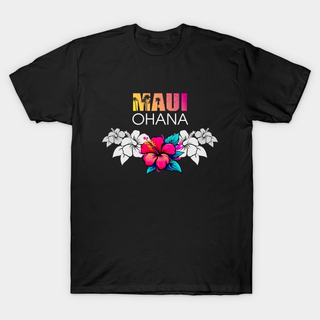 Maui Hawaii: Ohana (Family) on a Dark Background T-Shirt by Puff Sumo